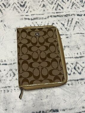 Coach Signature Pattern EReader/tablet case in brown and tan